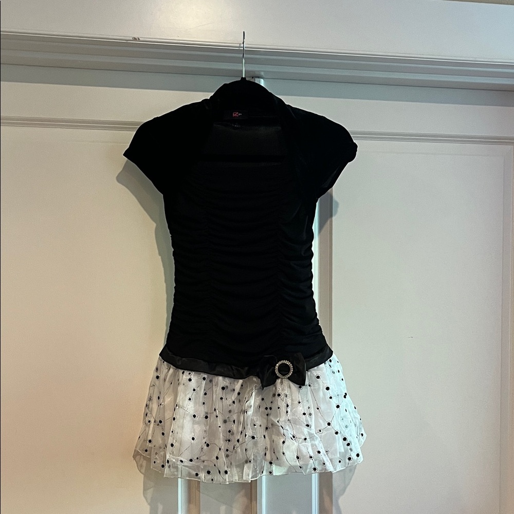 Elegant Black and White Kids Formal Dress